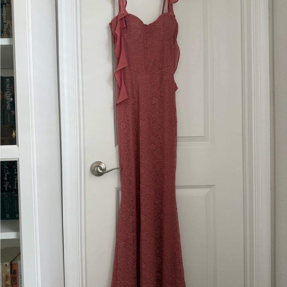 Windsor Dusty Rose Lace Prom Dress